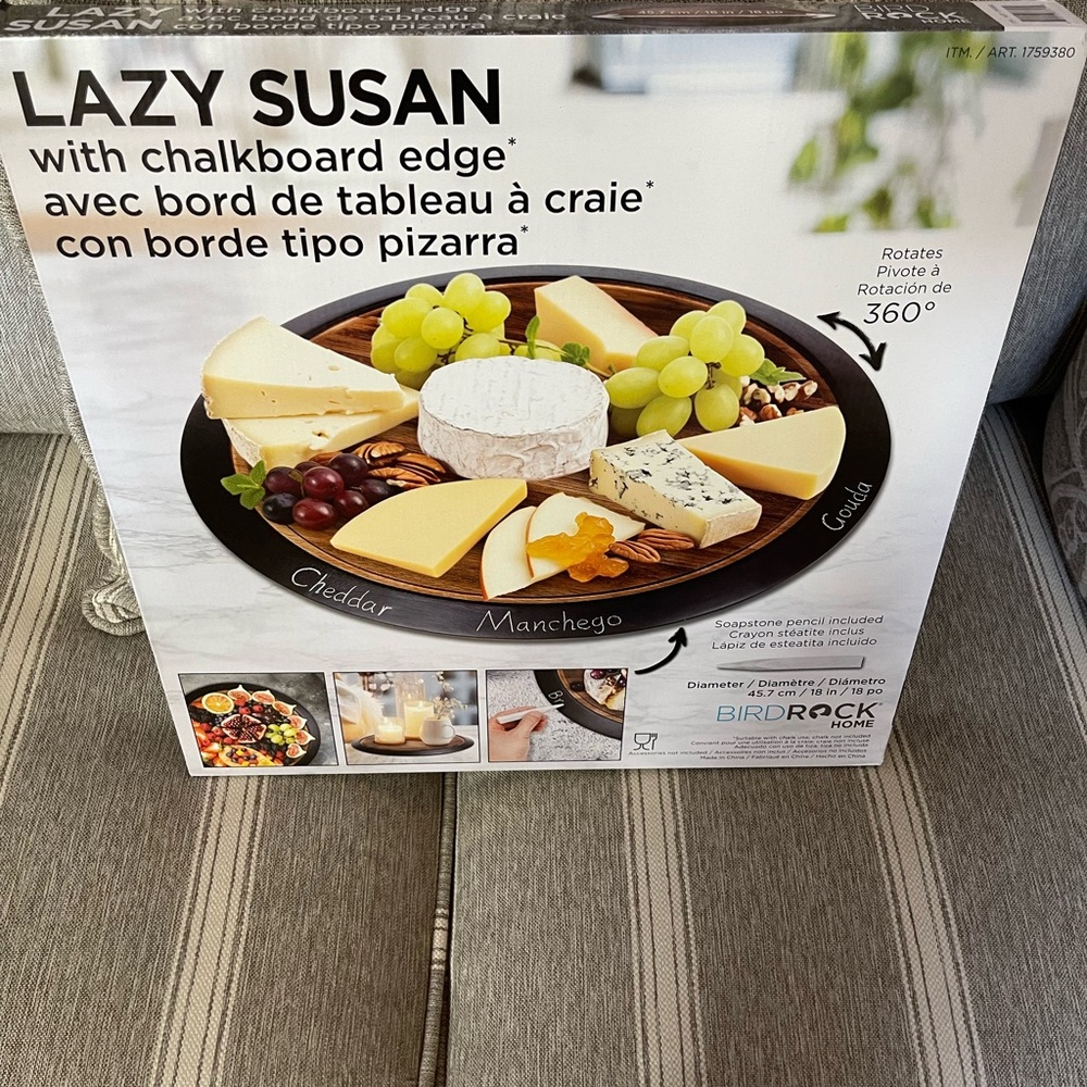 Black Lazy Susan with Chalkboard Edge